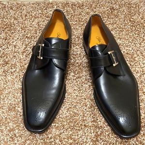 New Magnanni Carey Black Single Monk Strap Shoe Men's Size 8.5  M Leather